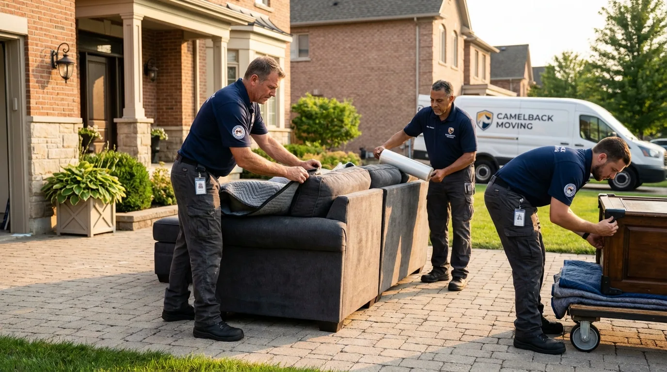 Large estate moving crew wrapping furniture in Dillsburg, PA
