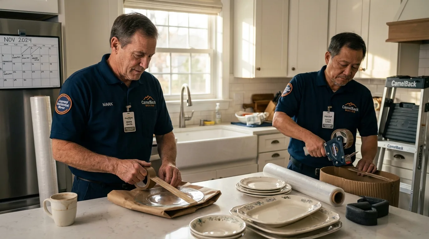 Professional crew packing kitchen dishware in Dillsburg, PA